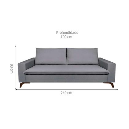 Imagem de Sofá 3 Lugares Gregory Cinza 240 cm