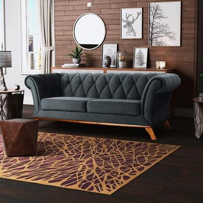 Imagem de Sofá 3 Lugares Império 180 Cm Veludo Cinza C-317