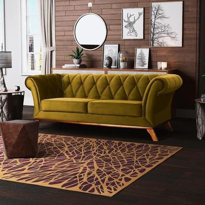 Imagem de Sofá 3 Lugares Império 210 Cm Veludo Mostarda C-260