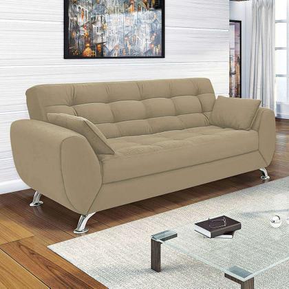 Sofá 3 Lugares Larissa II Suede Bege - LinoForte Imagem de Sofá 3 Lugares Larissa II Suede Bege