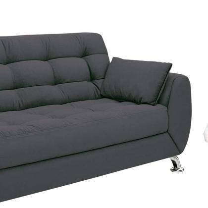 Sofá 3 Lugares Larissa Suede Cinza - LinoForte Imagem de Sofá 3 Lugares Larissa Suede Cinza