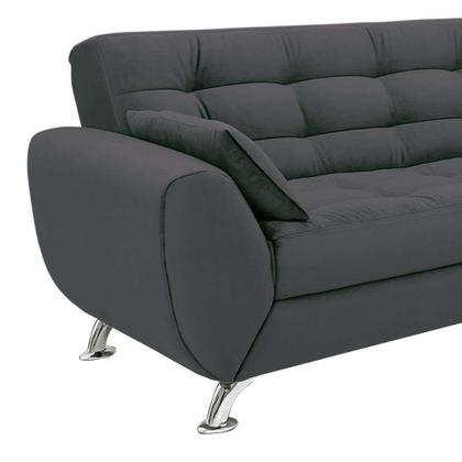 Sofá 3 Lugares Larissa Suede Cinza - LinoForte Imagem de Sofá 3 Lugares Larissa Suede Cinza