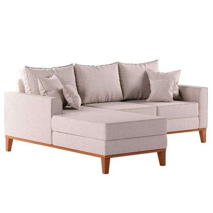 Sofá 3 Lugares León Com Chaise Esquerdo Linho Cru - Mobly Imagem de Sofá 3 Lugares León Com Chaise Esquerdo Linho Cru