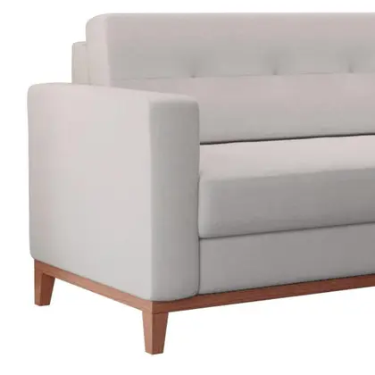 Imagem de Sofá 3 Lugares Living Base de Madeira Linho Cotton Cru