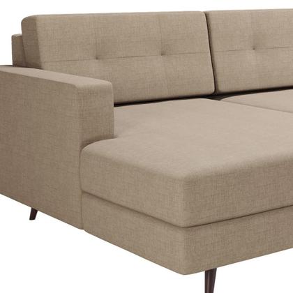 Imagem de Sofá 3 Lugares Living com Chaise Esquerdo Pé Palito Linho Cotton Bege
