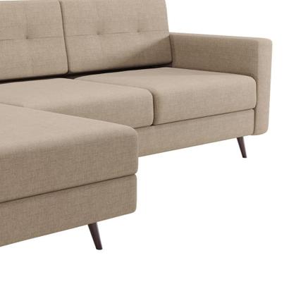 Imagem de Sofá 3 Lugares Living com Chaise Esquerdo Pé Palito Linho Cotton Bege