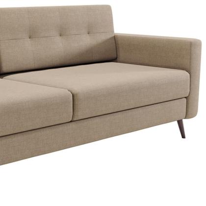 Imagem de Sofá 3 Lugares Living Pé Palito Linho Cotton Bege 210 cm