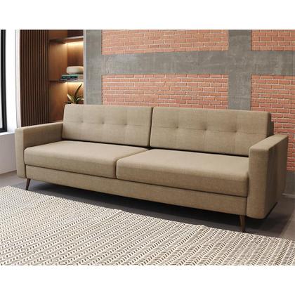 Imagem de Sofá 3 Lugares Living Pé Palito Linho Cotton Bege 210 cm