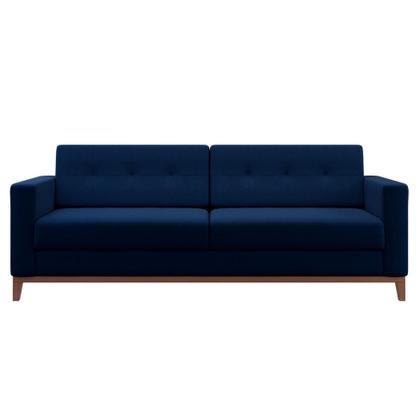 Sofá 3 Lugares Living Pés e Base em Madeira Linho Cotton Azul Marinho 180 cm - Mobly Imagem de Sofá 3 Lugares Living Pés e Base em Madeira Linho Cotton Azul Marinho 180 cm