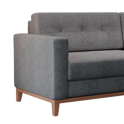 Imagem de Sofá 3 Lugares Living Pés e Base em Madeira Linho Cotton Cinza