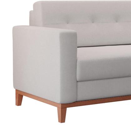 Imagem de Sofá 3 Lugares Living Pés e Base em Madeira Linho Cotton Cru 180 cm