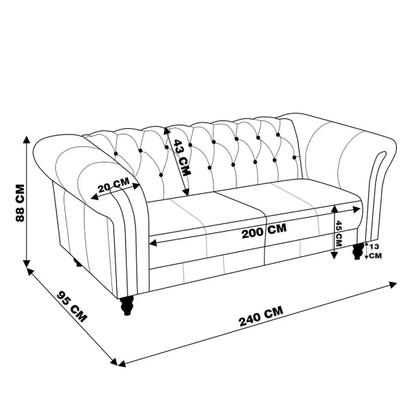 Imagem de Sofá 3 Lugares Maggiore 240cm Couro Preto G58 Gran Belo