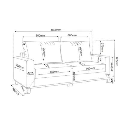 Imagem de Sofá 3 Lugares material sintético 180cm Living Chanel Viero