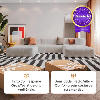 Sofá 3 lugares Modular com 2 Apoios Puff Sofá na Caixa em Boucle com 5 Módulos 3,44m 1 Braço Imagem de Sofá 3 lugares Modular com 2 Apoios Puff Sofá na Caixa em Boucle com 5 Módulos 3,44m 1 Braço