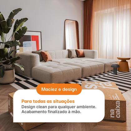 Sofá 3 lugares Modular com 3 Apoios Puff Sofá na Caixa em Boucle com 6 Módulos 2,58m Imagem de Sofá 3 lugares Modular com 3 Apoios Puff Sofá na Caixa em Boucle com 6 Módulos 2,58m