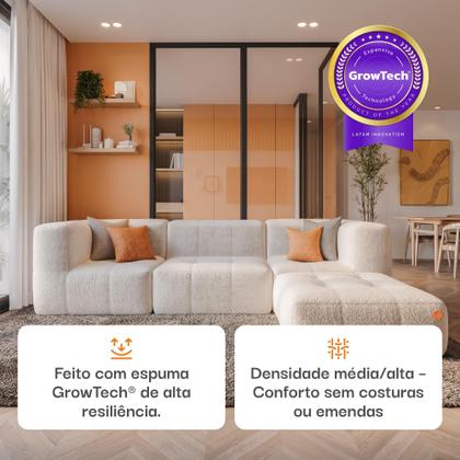 Imagem de Sofá 3 lugares Modular com Apoio Puff  Sofá na Caixa em Boucle com 4 Módulos 2,58m 2 Braços