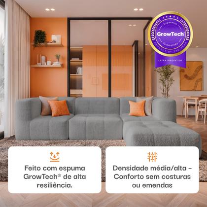 Sofá 3 lugares Modular com Apoio Puff Sofá na Caixa em Boucle com 4 Módulos 2,58m 2 Braços Imagem de Sofá 3 lugares Modular com Apoio Puff Sofá na Caixa em Boucle com 4 Módulos 2,58m 2 Braços