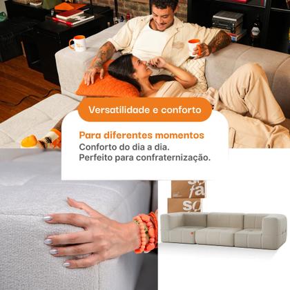 Imagem de Sofá 3 lugares Modular  Sofá na Caixa em Boucle com 3 Módulos 2,58m