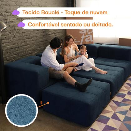 Sofá 3 lugares Modular Sofá na Caixa em Boucle com 3 Módulos 2,58m Imagem de Sofá 3 lugares Modular Sofá na Caixa em Boucle com 3 Módulos 2,58m