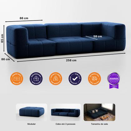 Sofá 3 lugares Modular Sofá na Caixa em Boucle com 3 Módulos 2,58m Imagem de Sofá 3 lugares Modular Sofá na Caixa em Boucle com 3 Módulos 2,58m