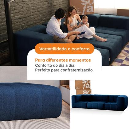 Sofá 3 lugares Modular Sofá na Caixa em Boucle com 3 Módulos 2,58m Imagem de Sofá 3 lugares Modular Sofá na Caixa em Boucle com 3 Módulos 2,58m