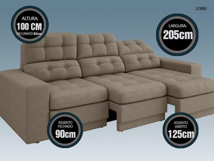 Imagem de Sofá 3 Lugares Net Jobim Assento Retrátil e Reclinável Capuccino 2,05m (L)