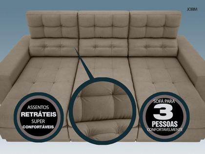 Imagem de Sofá 3 Lugares Net Jobim Assento Retrátil e Reclinável Capuccino 2,05m (L)