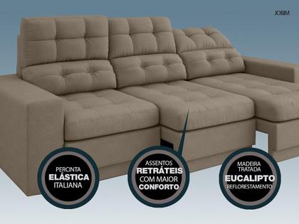 Imagem de Sofá 3 Lugares Net Jobim Assento Retrátil e Reclinável Capuccino 2,05m (L)