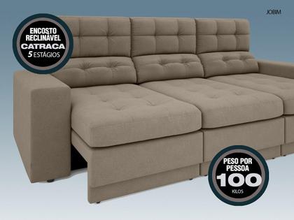 Imagem de Sofá 3 Lugares Net Jobim Assento Retrátil e Reclinável Capuccino 2,05m (L)