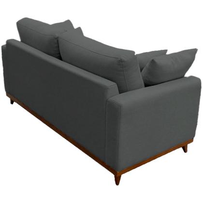 Imagem de Sofá 3 Lugares Noruega Base de Madeira Linho Grafite