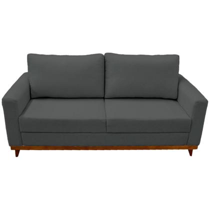 Imagem de Sofá 3 Lugares Noruega Base de Madeira Linho Grafite