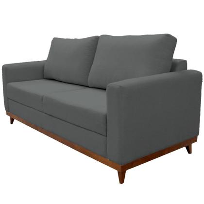 Imagem de Sofá 3 Lugares Noruega Base de Madeira Linho Grafite