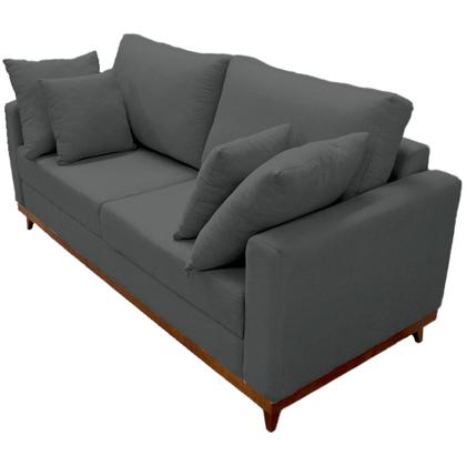 Imagem de Sofá 3 Lugares Noruega Base de Madeira Linho Grafite