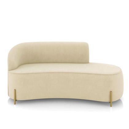 Imagem de Sofá 3 Lugares Orgânico 180cm Pé Dourado Morgan Suede Bege