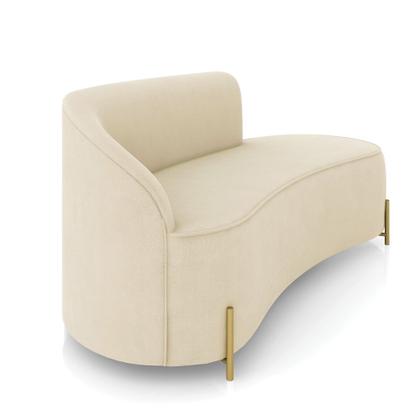 Imagem de Sofá 3 Lugares Orgânico 180cm Pé Dourado Morgan Suede Bege