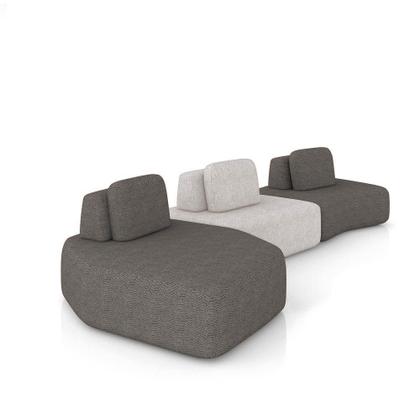 Imagem de Sofá 3 Lugares Orgânico Com Chaise E 2 Módulos Berlim Bouclê Grafite-cinza Caro K01 - D'rossi