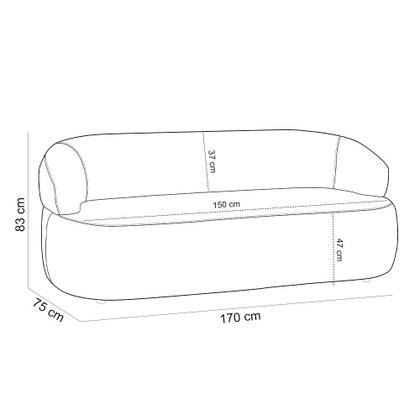 Imagem de Sofá 3 Lugares Orgânico Sala de Estar Living 170cm Carmen F04 Veludo Bege - Lyam Decor