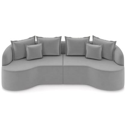 Imagem de Sofá 3 Lugares Orgânico Sala De Estar Living 230cm Ekos K01 Veludo Cinza Claro - Lyam Decor