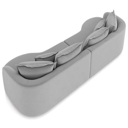 Imagem de Sofá 3 Lugares Orgânico Sala De Estar Living 230cm Ekos K01 Veludo Cinza Claro - Lyam Decor