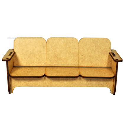 Imagem de Sofa 3 Lugares para Casa de Boneca 18,5x8,5x6 Laser Mdf Madeira