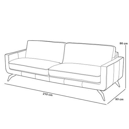 Imagem de Sofá 3 Lugares Para Sala De Estar Living Industrial 210cm Trento L06 Couro Off White - Lyam Decor