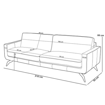 Imagem de Sofá 3 Lugares Para Sala de Estar Living Industrial 210cm Trento L06 Couro Off White - Lyam Decor