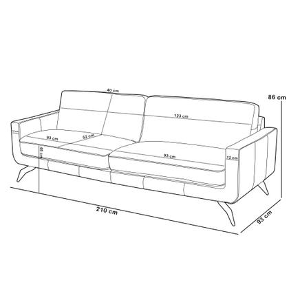 Imagem de Sofá 3 Lugares Para Sala de Estar Living Industrial 210cm Trento L06 Couro Pérola - Lyam Decor