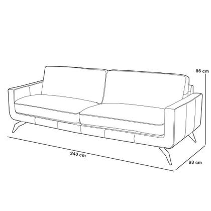 Imagem de Sofá 3 Lugares Para Sala De Estar Living Industrial 240cm Trento L06 Couro Off White - Lyam Decor