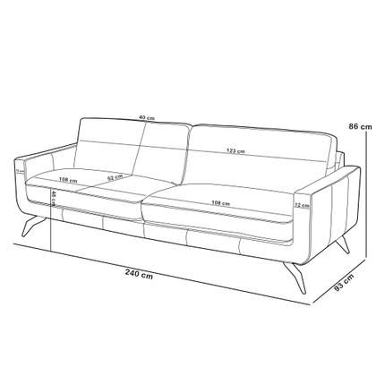 Imagem de Sofá 3 Lugares Para Sala de Estar Living Industrial 240cm Trento L06 Couro Off White - Lyam Decor