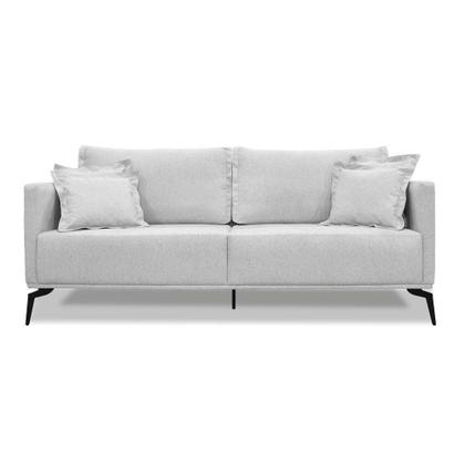 Imagem de Sofá 3 Lugares Pé De Ferro Preto Rafaela 200 Cm Linho S04 - D'rossi Cor Grigio