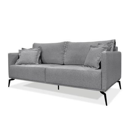 Imagem de Sofá 3 Lugares Pé De Ferro Preto Rafaela 220 Cm Linho S04 - D'rossi Cor Cinza