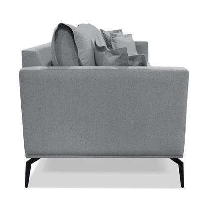 Imagem de Sofá 3 Lugares Pé De Ferro Preto Rafaela 220 Cm Linho S04 - D'rossi Cor Cinza