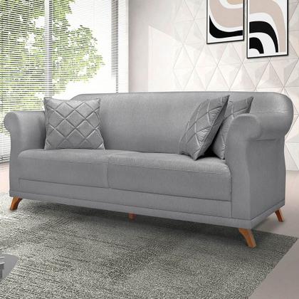 Imagem de Sofá 3 Lugares Pé de Madeira Julieta 200 cm Linho S04 - D'Rossi