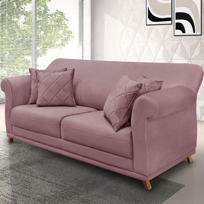 Imagem de Sofá 3 Lugares Pé de Madeira Julieta 220 cm Veludo Lilás S04 - D'Rossi